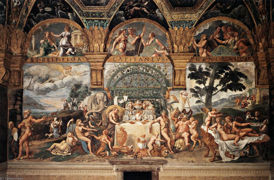 WikiOO.org - Encyclopedia of Fine Arts - Schilderen, Artwork Giulio Romano - Banquet of Cupid and Psyche