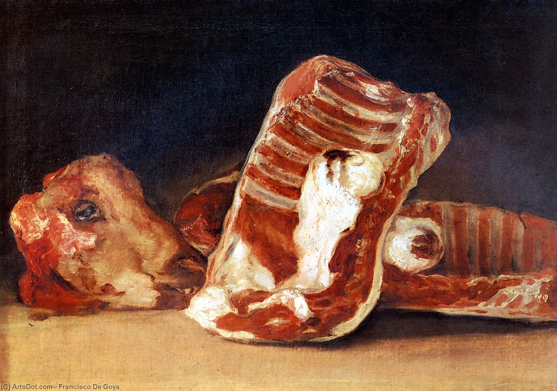 Wikioo.org - The Encyclopedia of Fine Arts - Painting, Artwork by Francisco De Goya - A butcher's counter