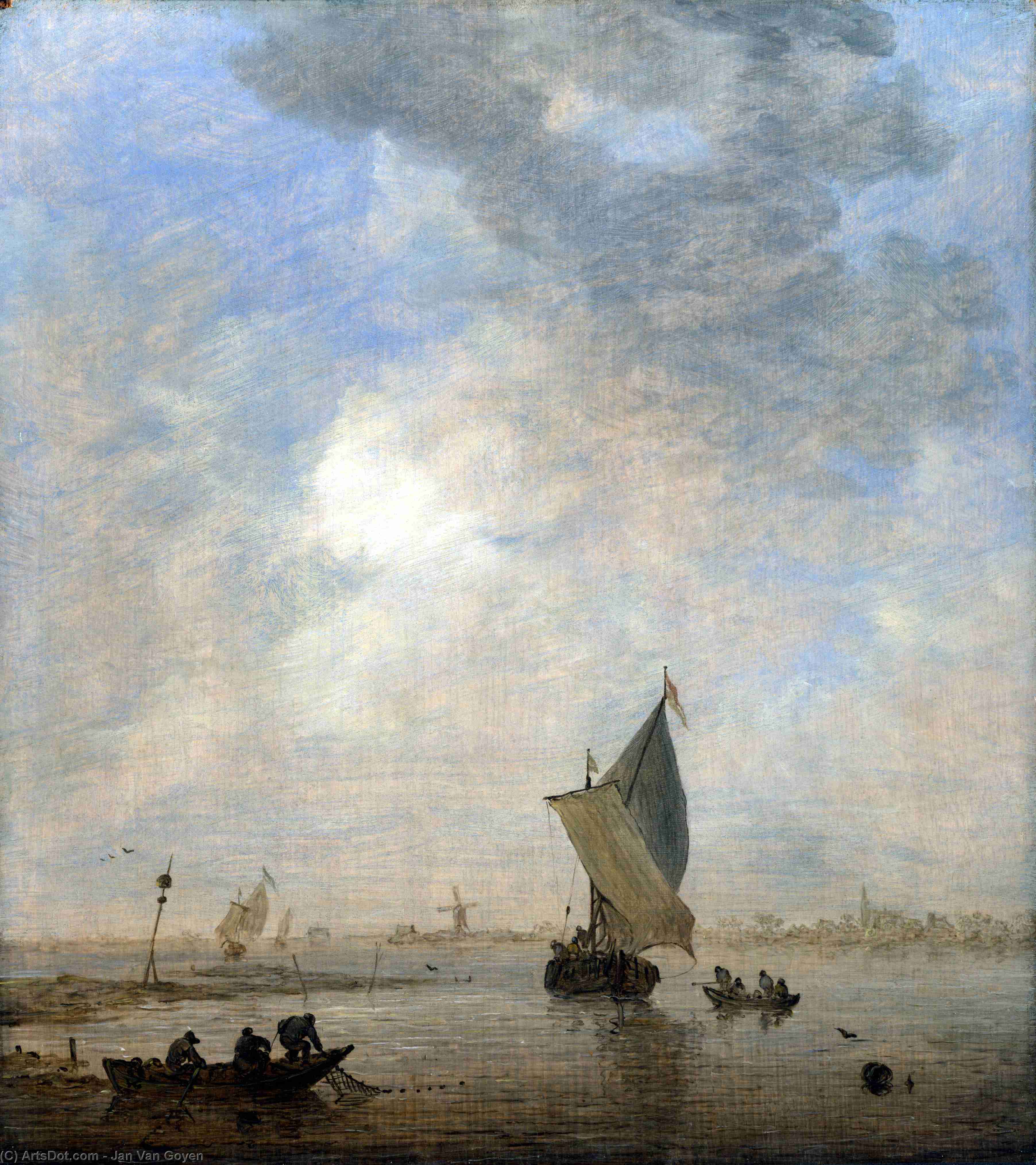 Wikioo.org - The Encyclopedia of Fine Arts - Painting, Artwork by Jan Van Goyen - Fishermen hauling a Net