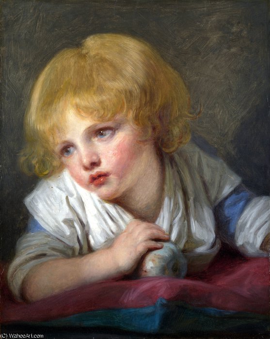 Wikioo.org - สารานุกรมวิจิตรศิลป์ - จิตรกรรม Jean-Baptiste Greuze - A Child with an Apple
