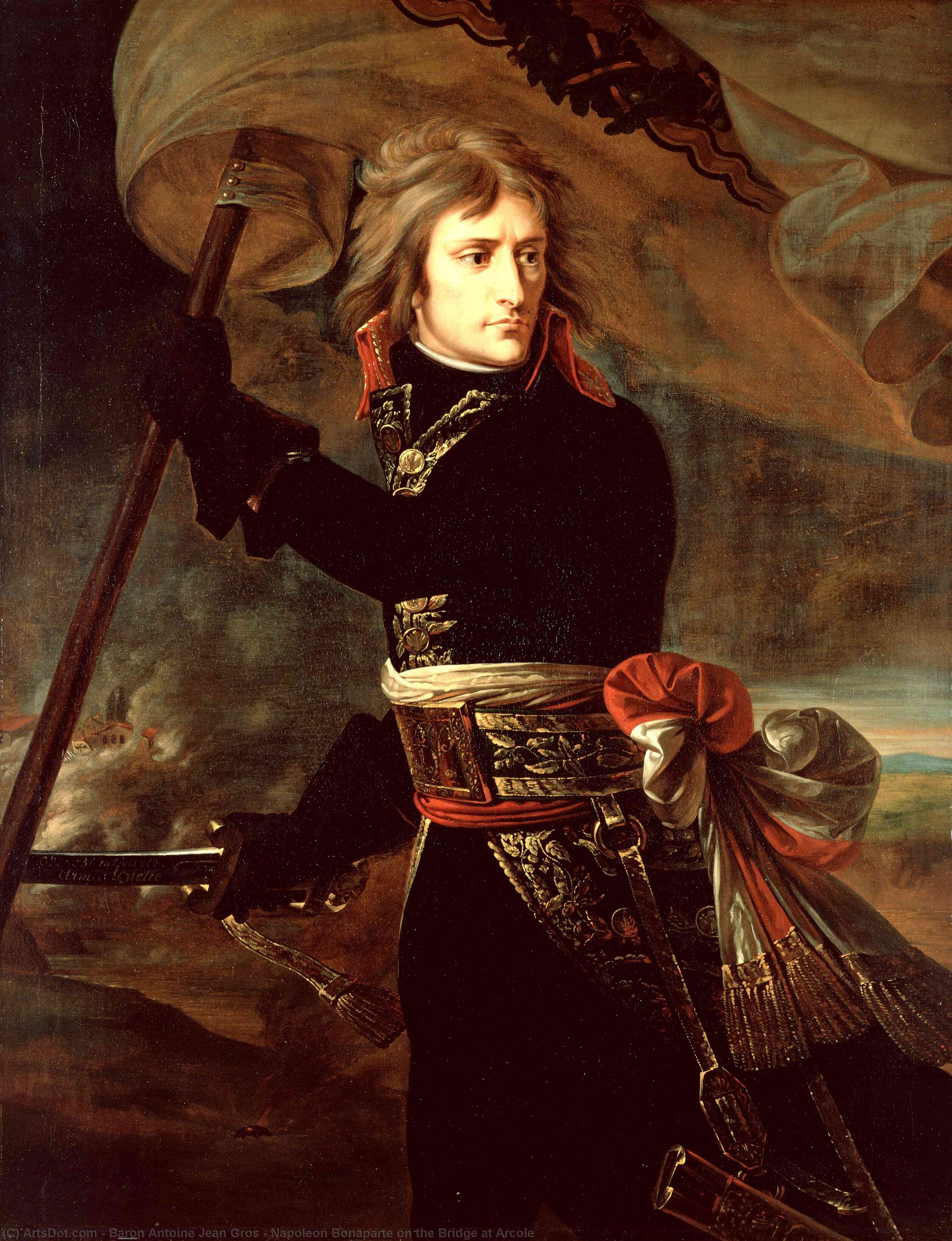 WikiOO.org - Encyclopedia of Fine Arts - Målning, konstverk Baron Antoine Jean Gros - Napoleon Bonaparte on the Bridge at Arcole