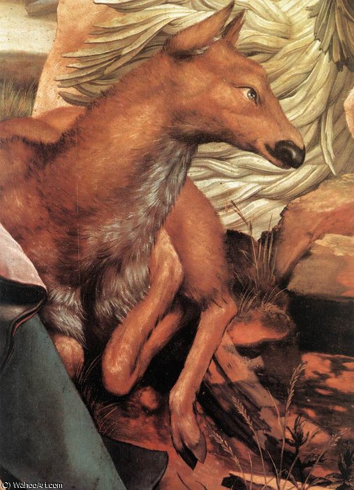 WikiOO.org - Encyclopedia of Fine Arts - Maalaus, taideteos Matthias Grünewald - Sts Paul and Antony in the Desert (detail)