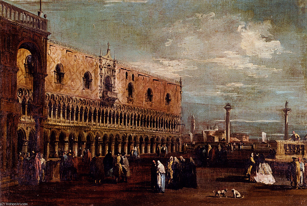 Wikioo.org - The Encyclopedia of Fine Arts - Painting, Artwork by Francesco Lazzaro Guardi - A View of the Piazzetta_Looking South with the Palazzo Ducale