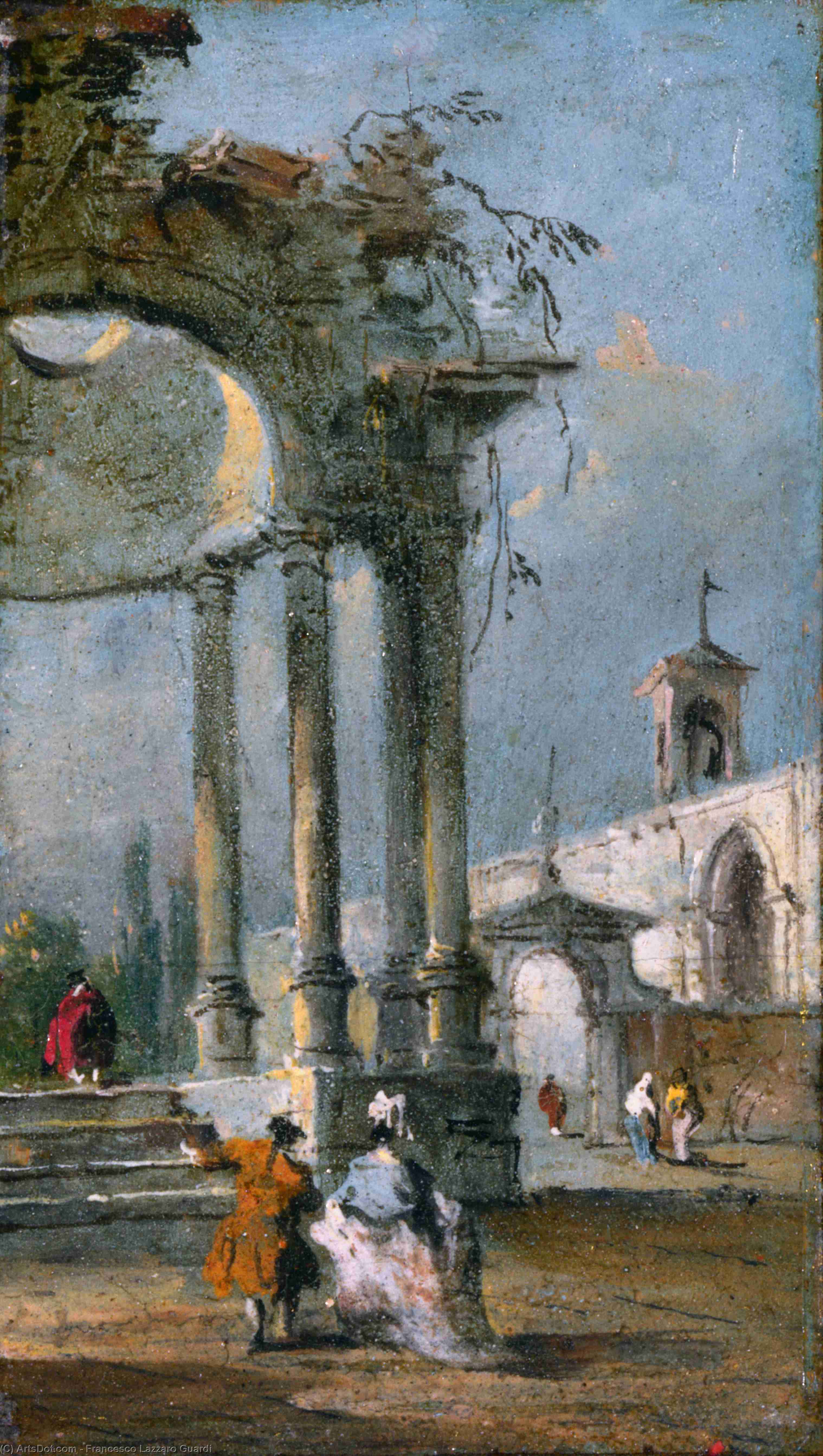 WikiOO.org - Enciclopedia of Fine Arts - Pictura, lucrări de artă Francesco Lazzaro Guardi - Caprice View with Ruins