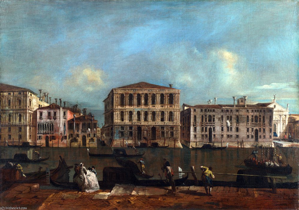 Wikioo.org - The Encyclopedia of Fine Arts - Painting, Artwork by Francesco Lazzaro Guardi - The Grand Canal with Palazzo Pesaro