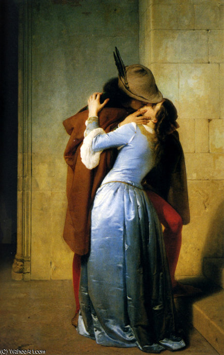 Wikioo.org – L'Enciclopedia delle Belle Arti - Pittura, Opere di Francesco Hayez - Il bacio (particolare)