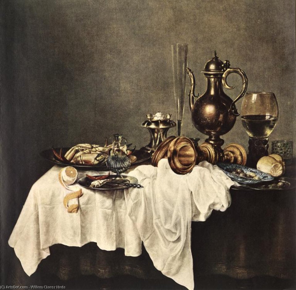 Wikioo.org – L'Encyclopédie des Beaux Arts - Peinture, Oeuvre de Willem Claesz Heda - petit déjeuner de  crabe