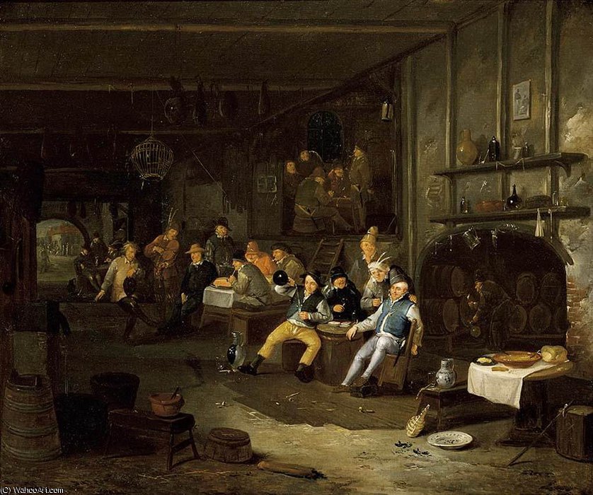 Wikioo.org - The Encyclopedia of Fine Arts - Painting, Artwork by Egbert Van Heemskerck Ii - Interior of an Inn