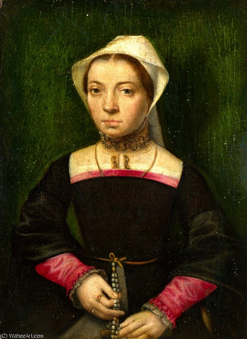 Wikioo.org - The Encyclopedia of Fine Arts - Painting, Artwork by Catharina Van Hemessen - A Lady with a Rosary