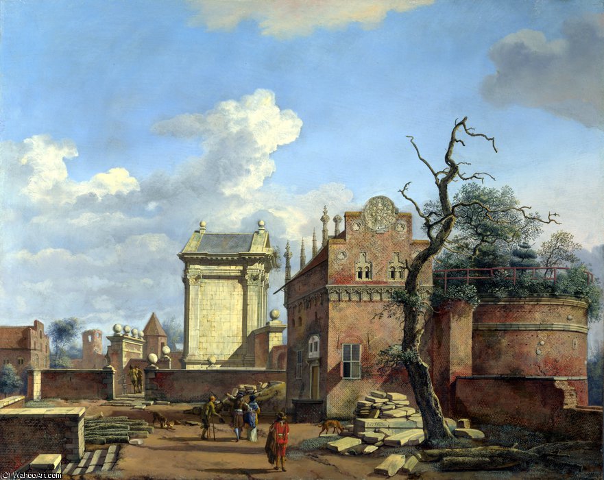 Wikioo.org - The Encyclopedia of Fine Arts - Painting, Artwork by Jan Van Der Heyden - An architectural fantasy