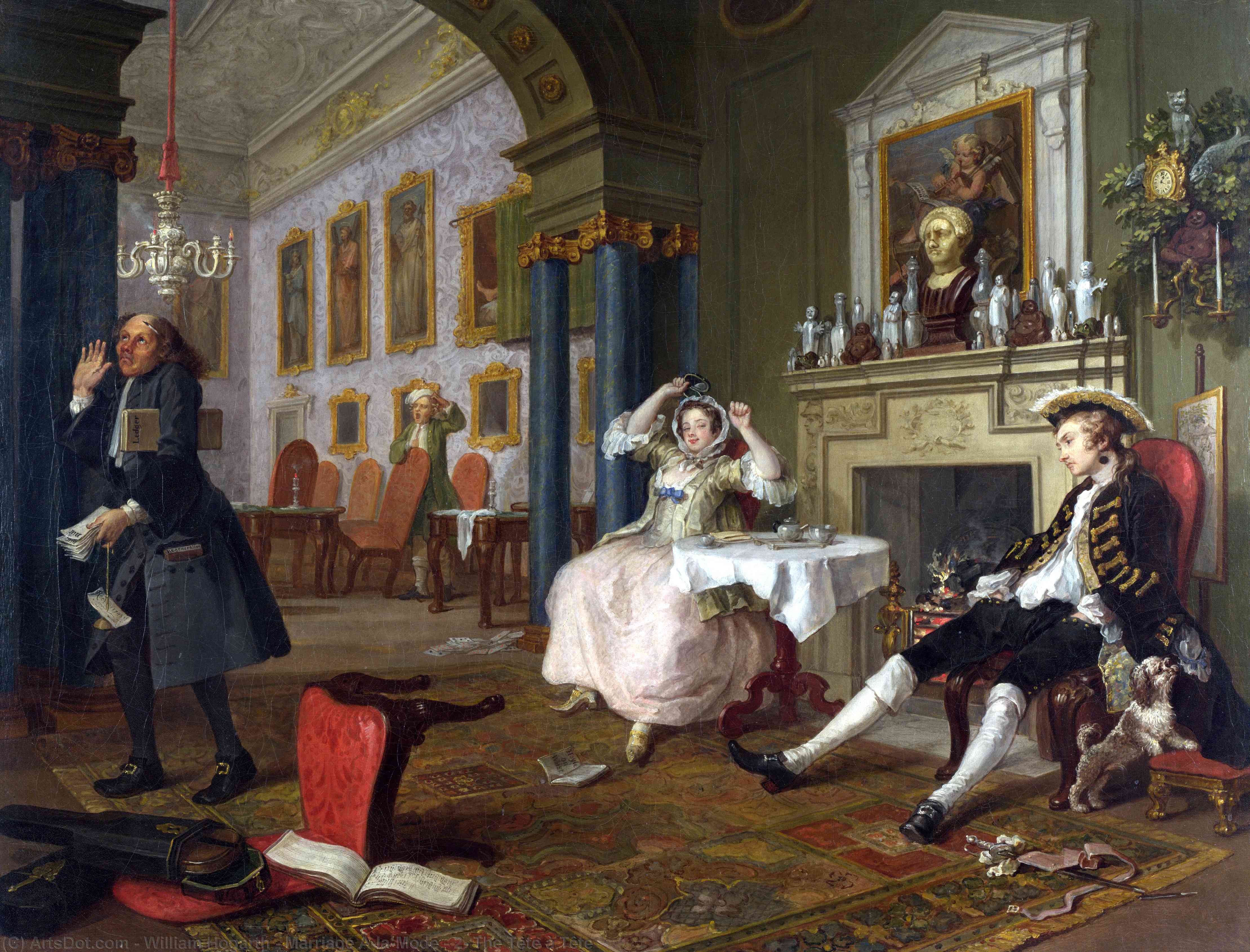 WikiOO.org - Encyclopedia of Fine Arts - Maľba, Artwork William Hogarth - Marriage A-la-Mode - 2, The Tête à Tête