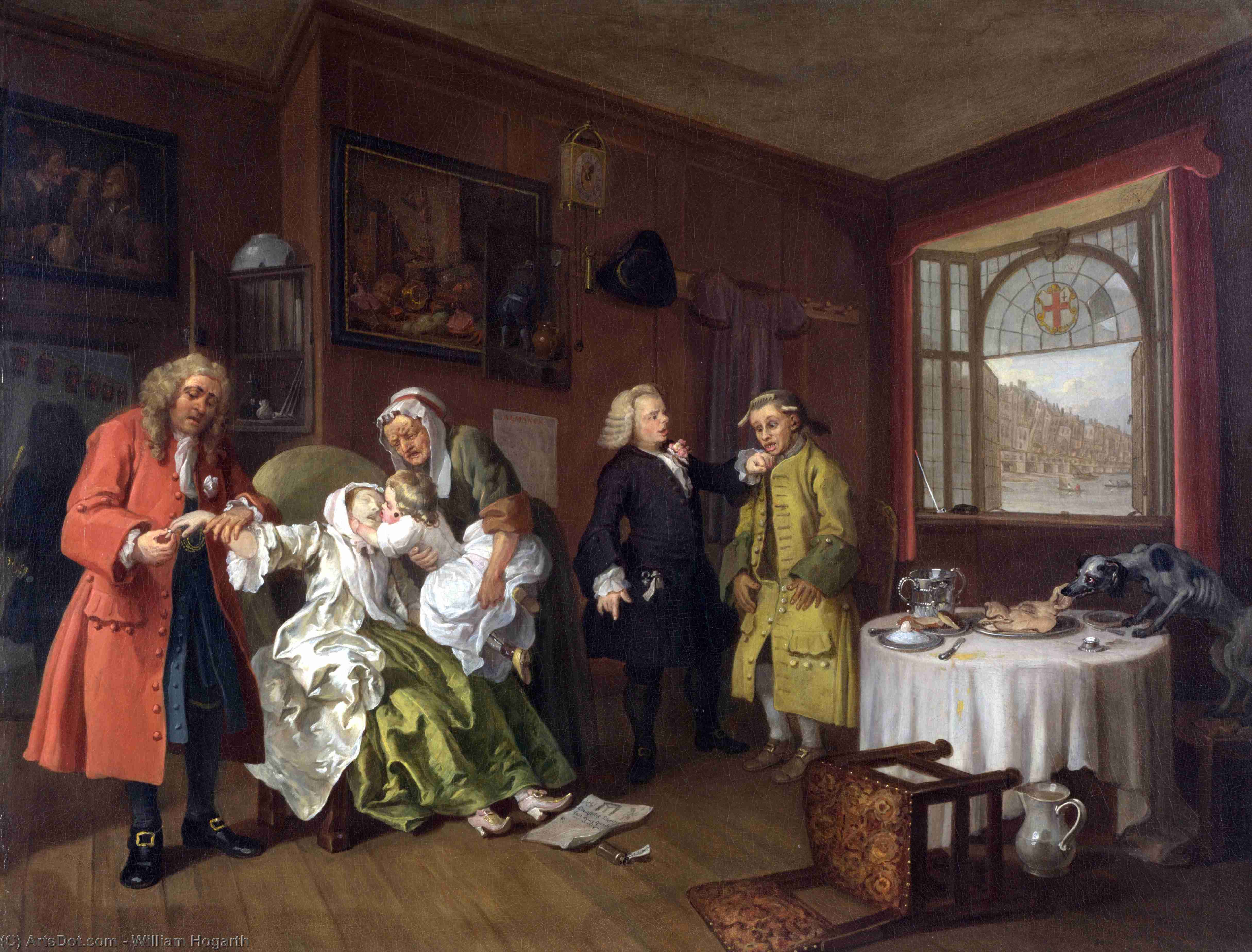 WikiOO.org - Енциклопедия за изящни изкуства - Живопис, Произведения на изкуството William Hogarth - Marriage A-la-Mode - 6, The Lady's Death