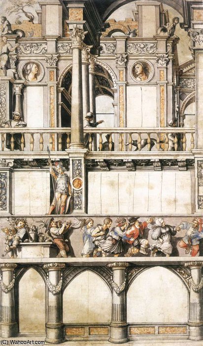 Wikioo.org – L'Enciclopedia delle Belle Arti - Pittura, Opere di Hans Holbein The Younger - Disegno per la facciata Dipinti a il eisengasse ( copia )