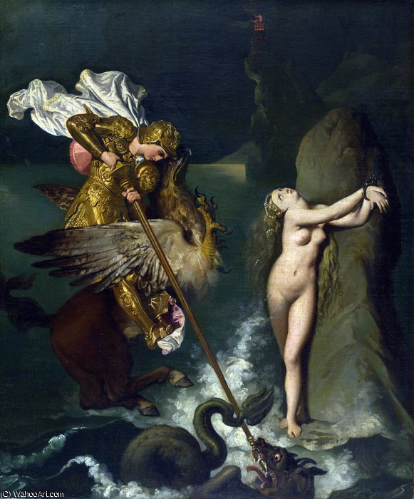 Wikioo.org - The Encyclopedia of Fine Arts - Painting, Artwork by Jean Auguste Dominique Ingres - Angelica saved by Ruggiero