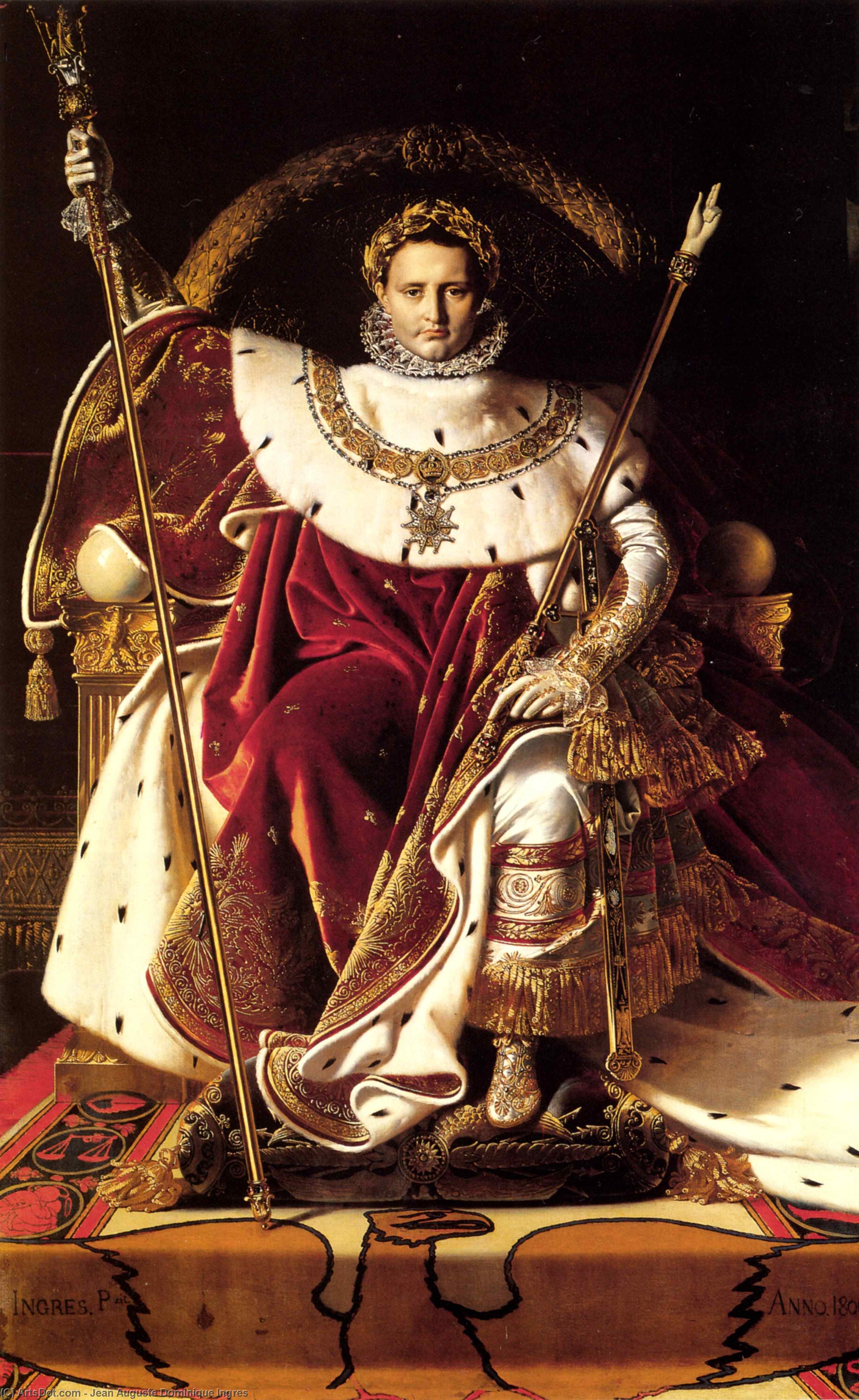 Wikioo.org - The Encyclopedia of Fine Arts - Painting, Artwork by Jean Auguste Dominique Ingres - Napoleon I on His Imperial Throne-large