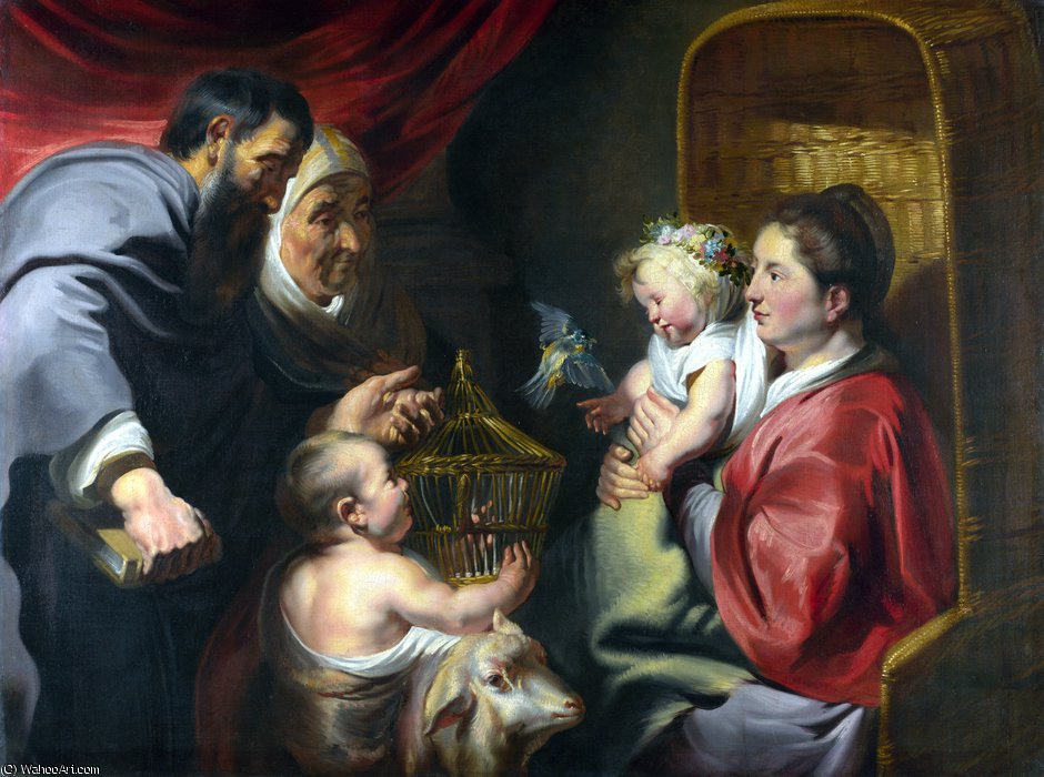 WikiOO.org - Encyclopedia of Fine Arts - Maľba, Artwork Jacob Jordaens - The Virgin and Child with Saint John and his Parents