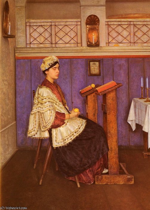 WikiOO.org - Encyclopedia of Fine Arts - Malba, Artwork Isidor Kaufmann - Young Woman in the Synagogue