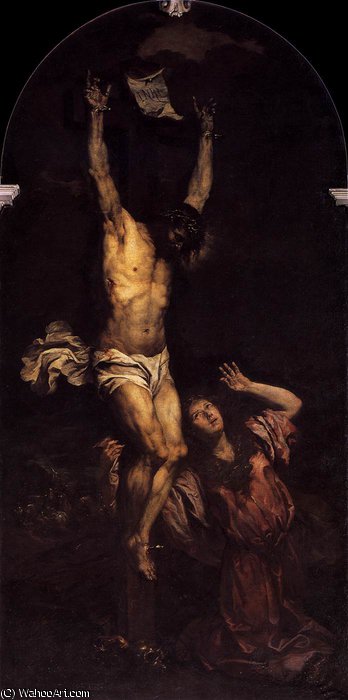 WikiOO.org – 美術百科全書 - 繪畫，作品 Giovanni Battista Langetti - 玛利亚加时赛十字架的脚