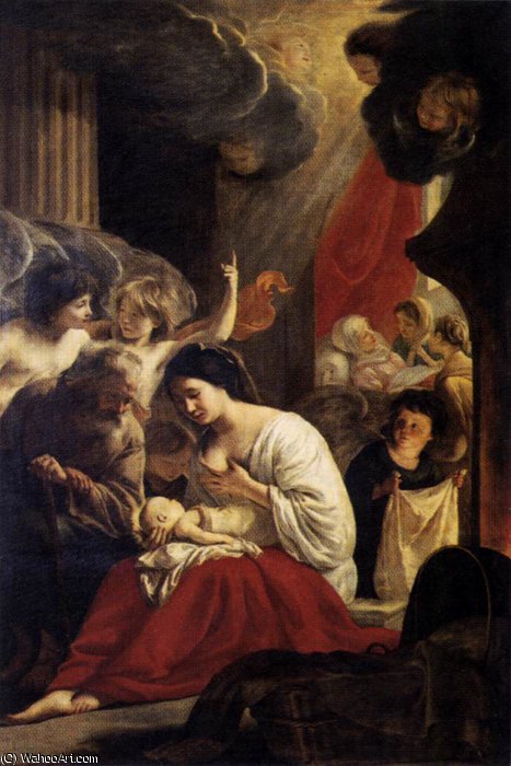 Wikioo.org – La Enciclopedia de las Bellas Artes - Pintura, Obras de arte de Antoine (Brother) Le Nain - Nacimiento de la Virgen
