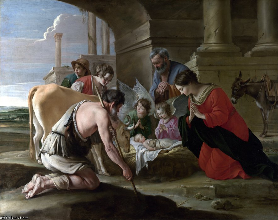 WikiOO.org - Enciclopedia of Fine Arts - Pictura, lucrări de artă Antoine (Brother) Le Nain - The Adoration of the Shepherds