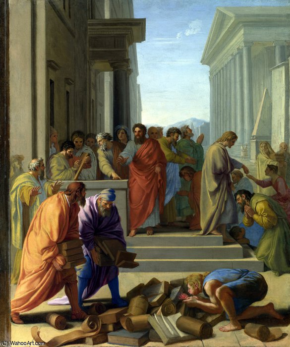Wikioo.org - The Encyclopedia of Fine Arts - Painting, Artwork by Eustache Le Sueur (Lesueur) - Saint Paul preaching at Ephesus