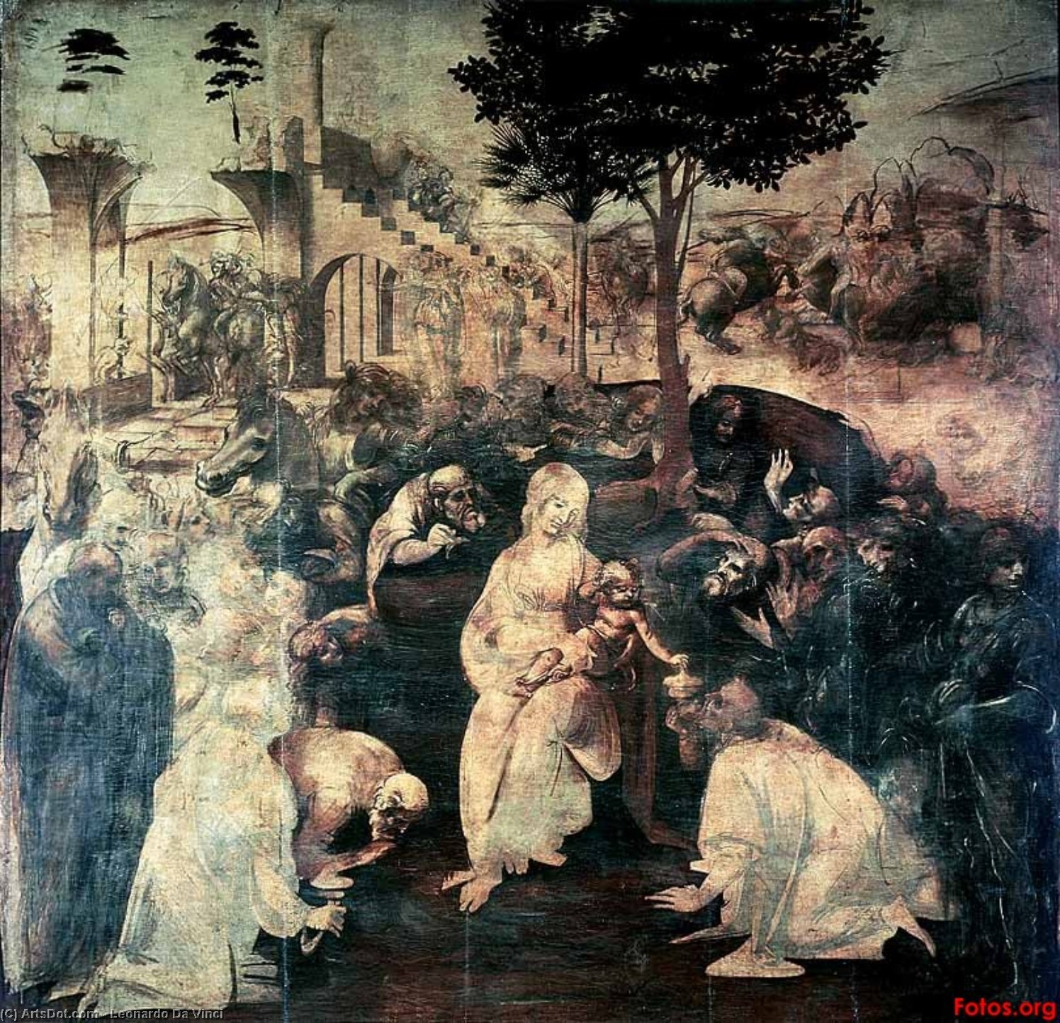 Wikoo.org - موسوعة الفنون الجميلة - اللوحة، العمل الفني Leonardo Da Vinci - L'adorazione dei Magi