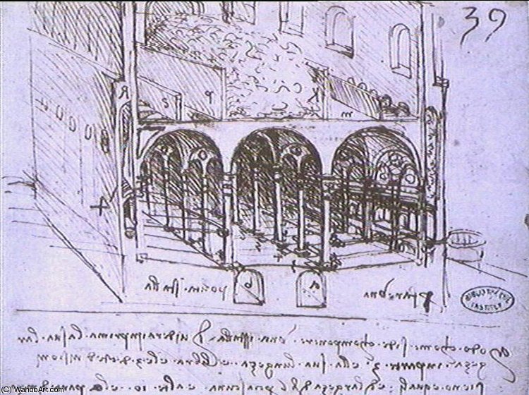 Wikioo.org - The Encyclopedia of Fine Arts - Painting, Artwork by Leonardo Da Vinci - Progetto architettonico, arcate