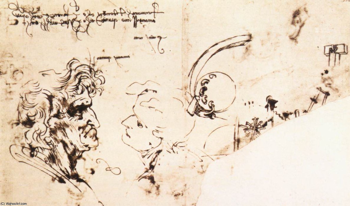 Wikioo.org - The Encyclopedia of Fine Arts - Painting, Artwork by Leonardo Da Vinci - Study sheet (detail)