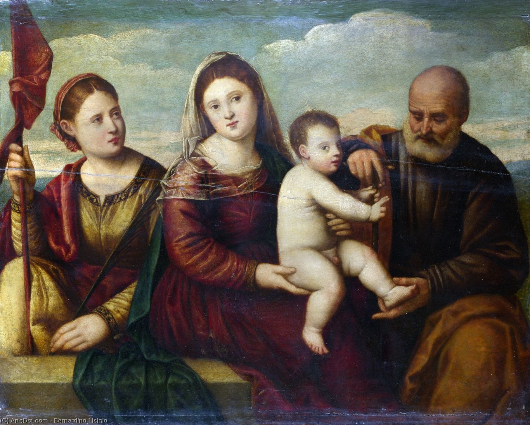 Wikioo.org - The Encyclopedia of Fine Arts - Painting, Artwork by Bernardino Licinio - The Madonna and Child with Saints
