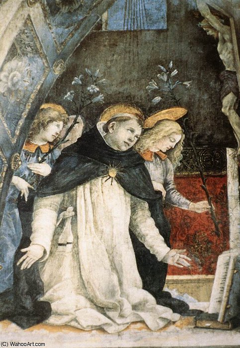 Wikioo.org – L'Enciclopedia delle Belle Arti - Pittura, Opere di Filippino Lippi - Carafa Cappella-Scene della vita di san Tommaso d Aquino (dettaglio) 4