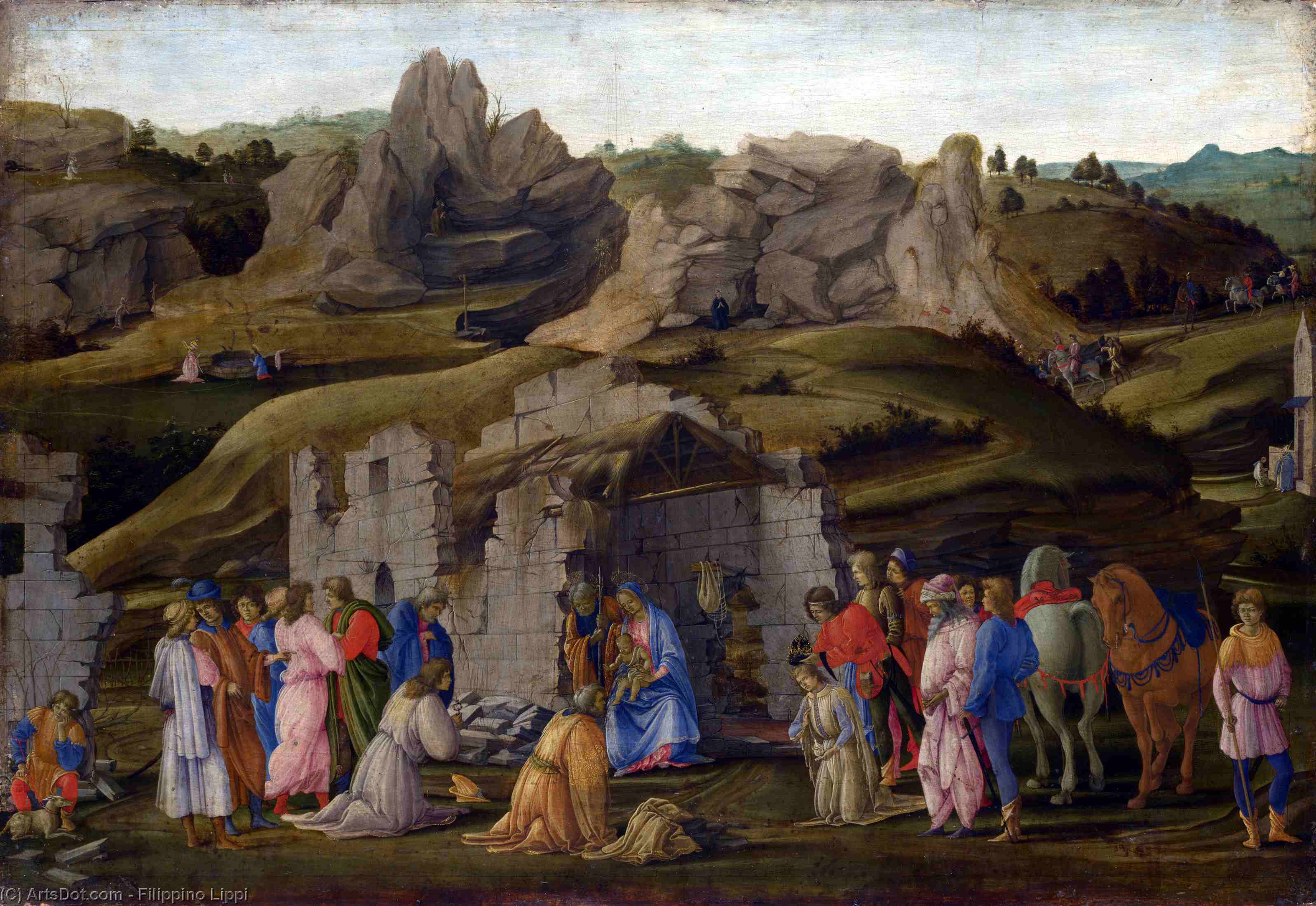 Wikioo.org - The Encyclopedia of Fine Arts - Painting, Artwork by Filippino Lippi - The Adoration of the Magi
