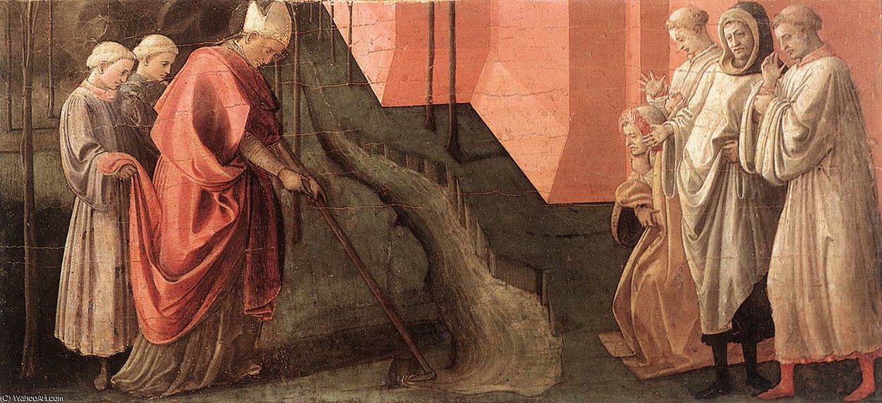 Wikioo.org - The Encyclopedia of Fine Arts - Painting, Artwork by Fra Filippo Lippi - Fredianus Diverts the River Serchio (14St)