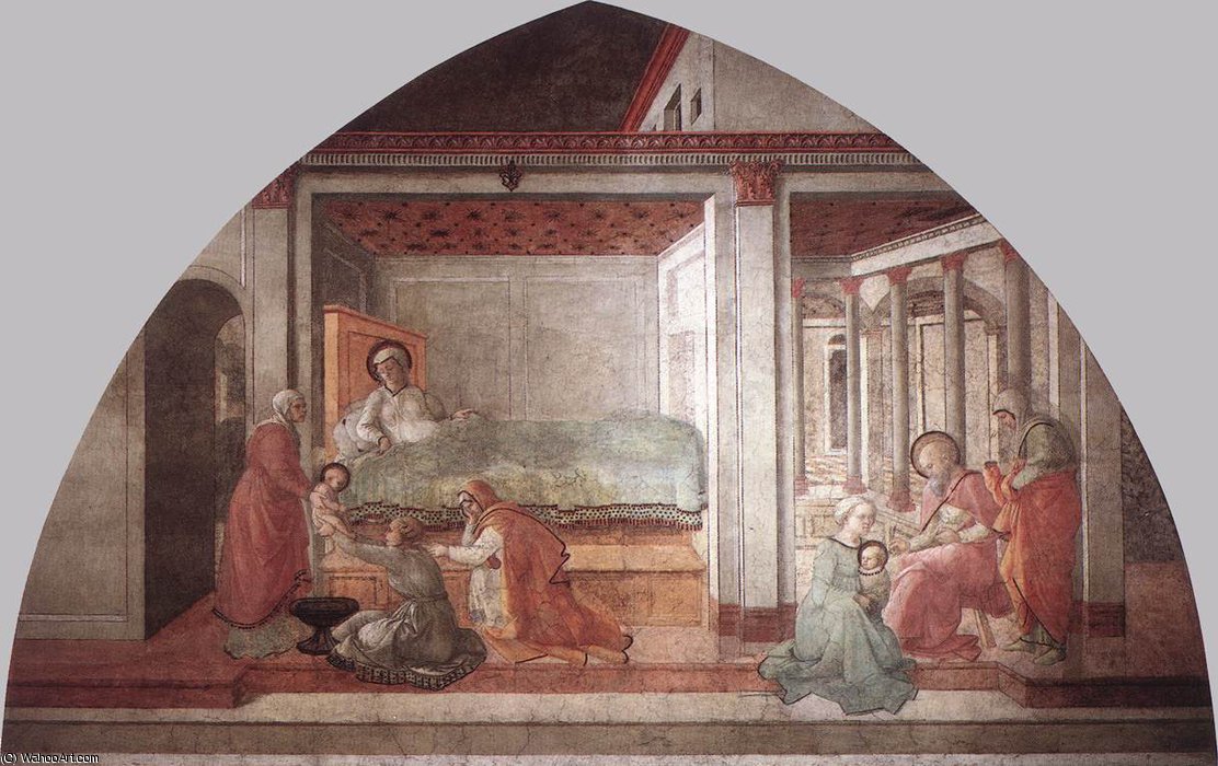 Wikioo.org - The Encyclopedia of Fine Arts - Painting, Artwork by Fra Filippo Lippi - Prato-Birth and Naming St John