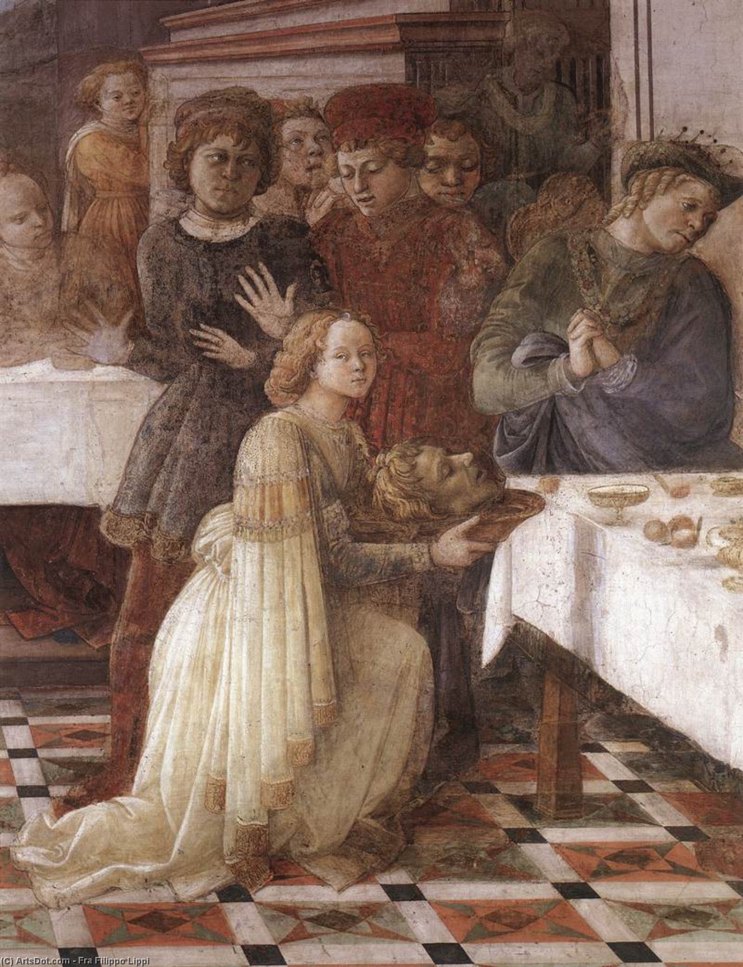 Wikioo.org - สารานุกรมวิจิตรศิลป์ - จิตรกรรม Fra Filippo Lippi - Prato-Herod's Banquet (detail)2