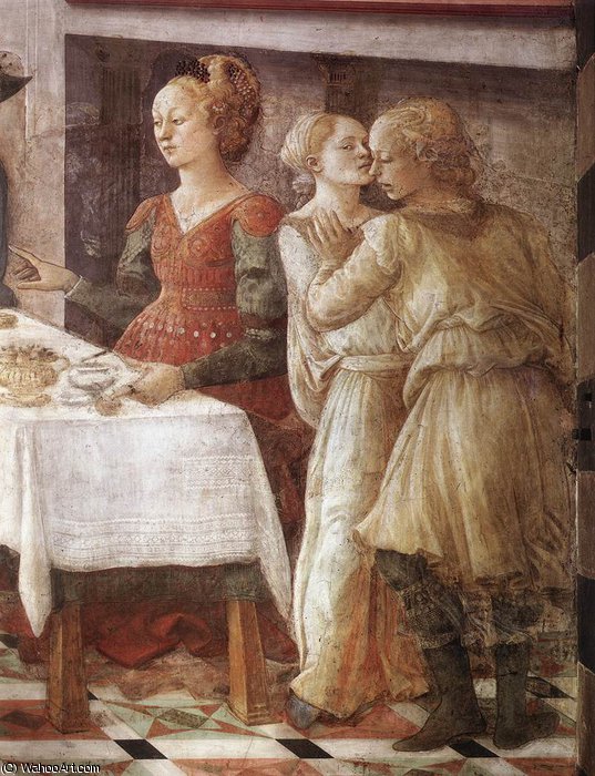 Wikioo.org – La Enciclopedia de las Bellas Artes - Pintura, Obras de arte de Fra Filippo Lippi - Banquetes (detalle) 3 de Prato-Herodes