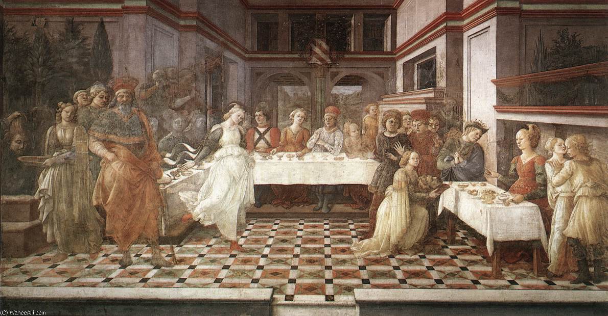 Wikioo.org - The Encyclopedia of Fine Arts - Painting, Artwork by Fra Filippo Lippi - Prato-Herod's Banquet