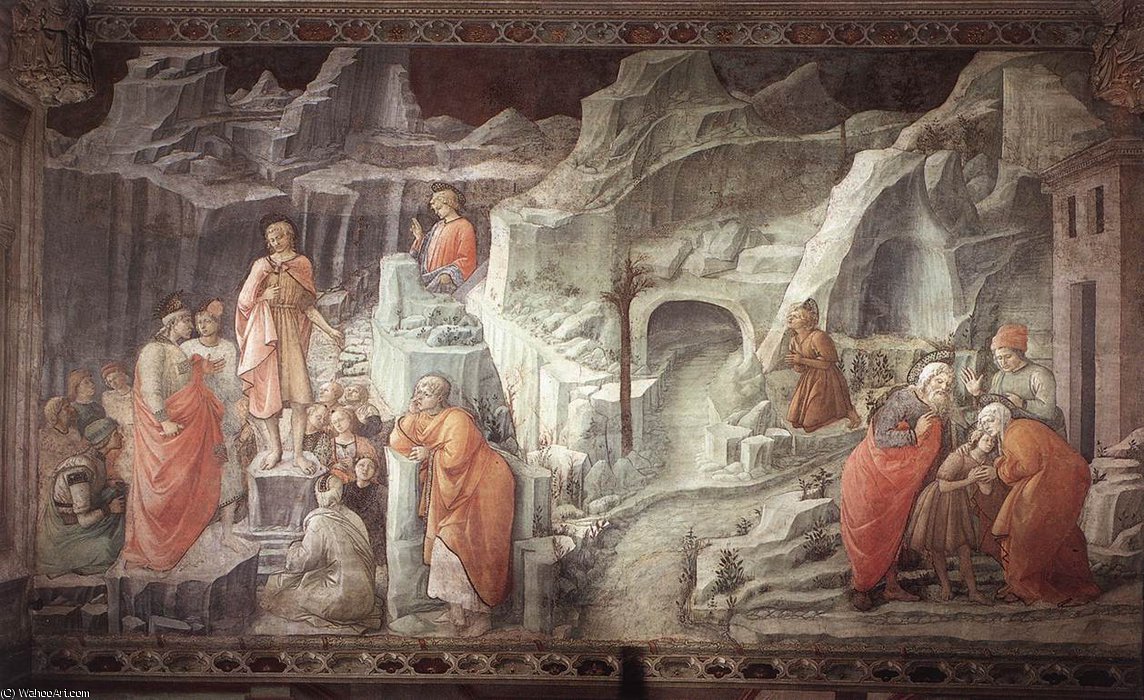 Wikioo.org - สารานุกรมวิจิตรศิลป์ - จิตรกรรม Fra Filippo Lippi - Prato-St John Taking Leave of his Parents