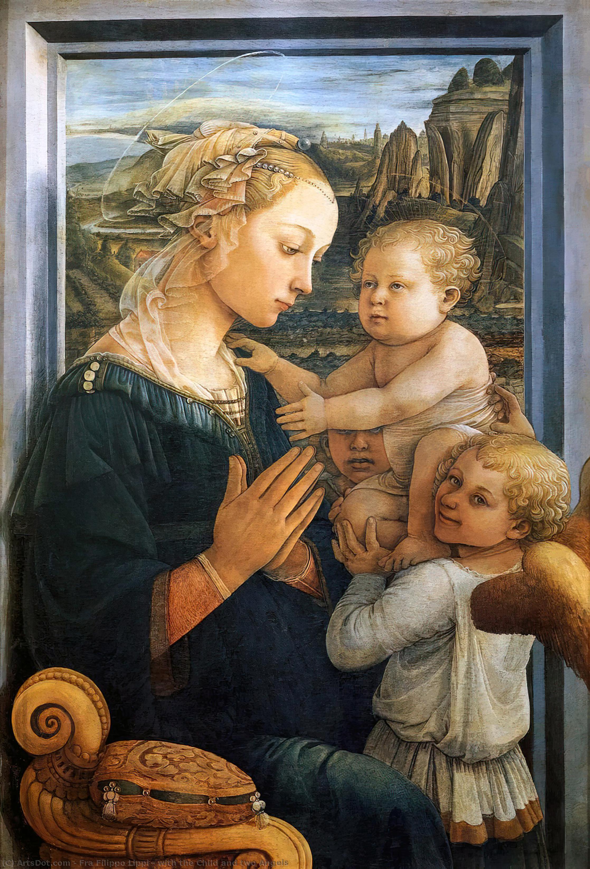 Wikioo.org – La Enciclopedia de las Bellas Artes - Pintura, Obras de arte de Fra Filippo Lippi - virgen con niño asícomo  ángeles