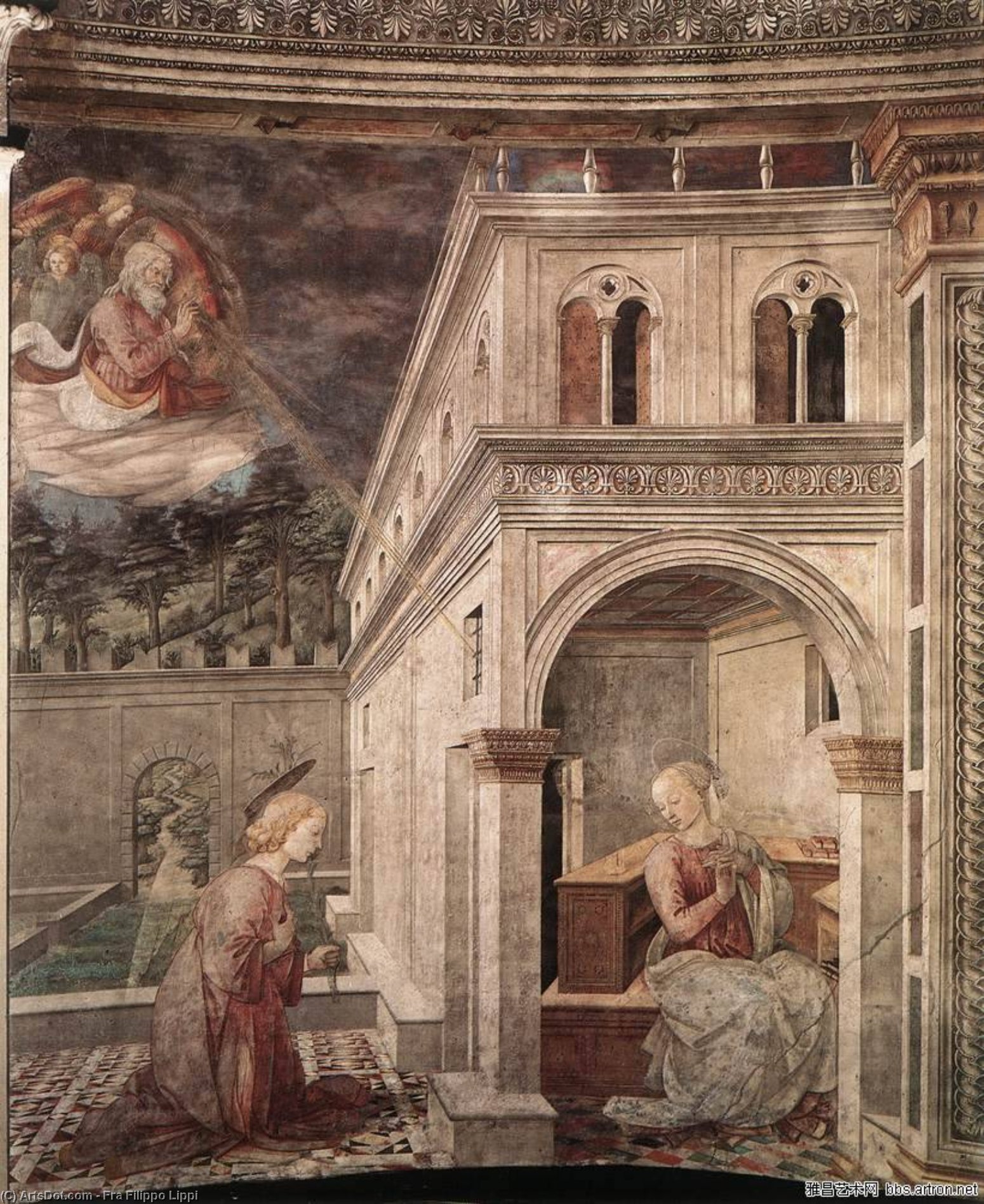 Wikioo.org – L'Enciclopedia delle Belle Arti - Pittura, Opere di Fra Filippo Lippi - Spoleto-Annunciation