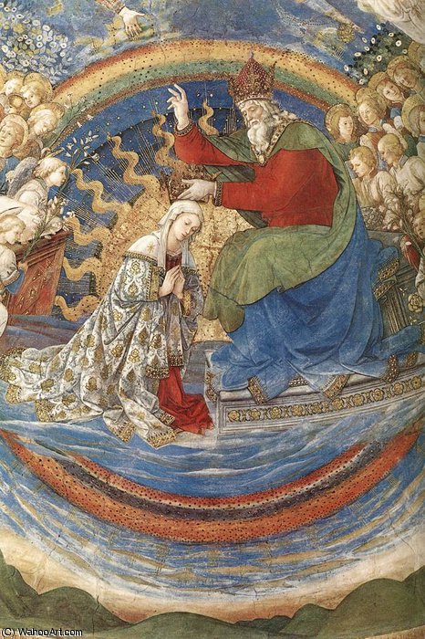 Wikioo.org – La Enciclopedia de las Bellas Artes - Pintura, Obras de arte de Fra Filippo Lippi - Spoleto-Coronación de la Virgen (detalle)