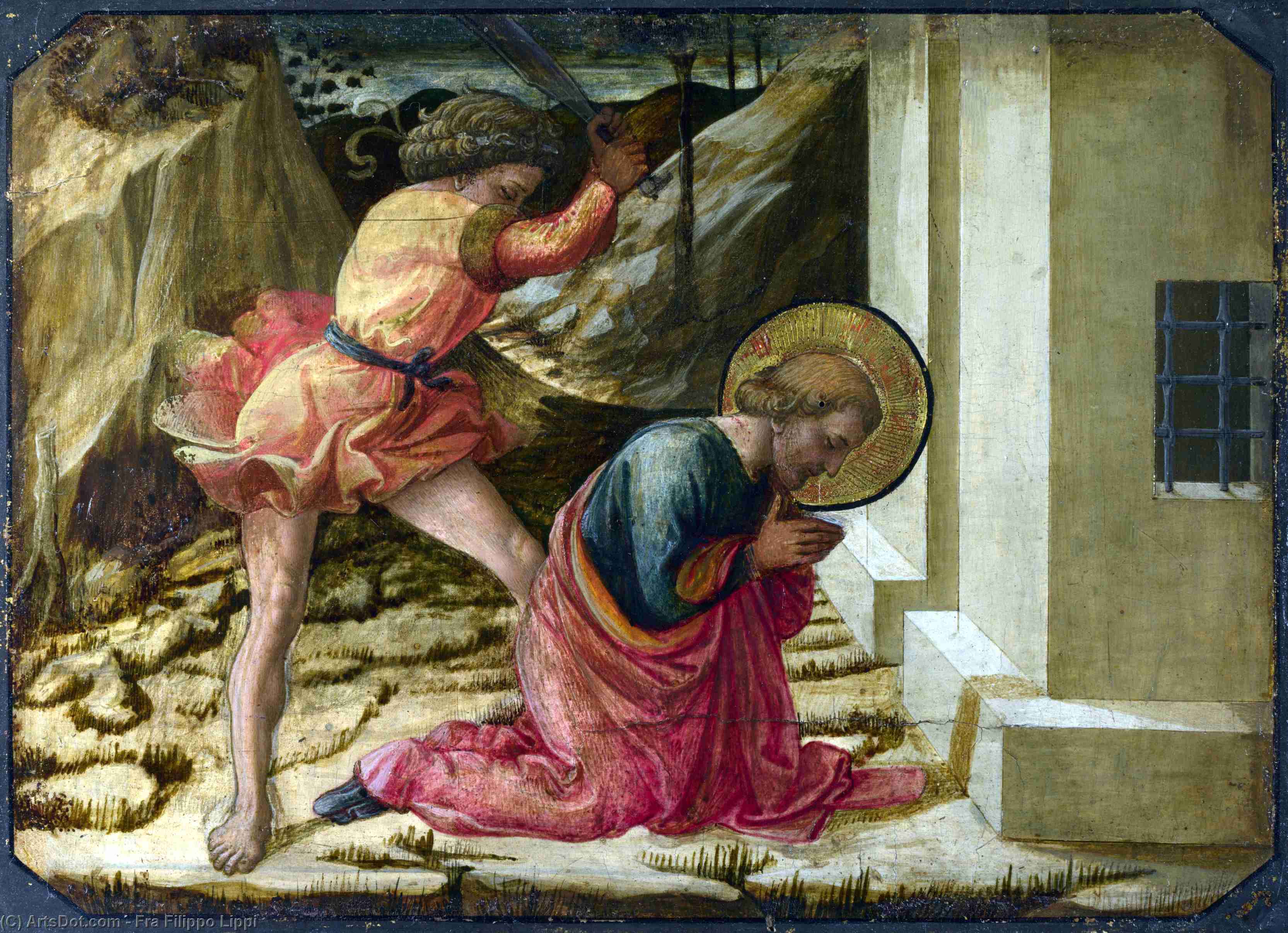 Wikioo.org – L'Enciclopedia delle Belle Arti - Pittura, Opere di Fra Filippo Lippi - Decapitazione del santo James il grande - Predella Pannello