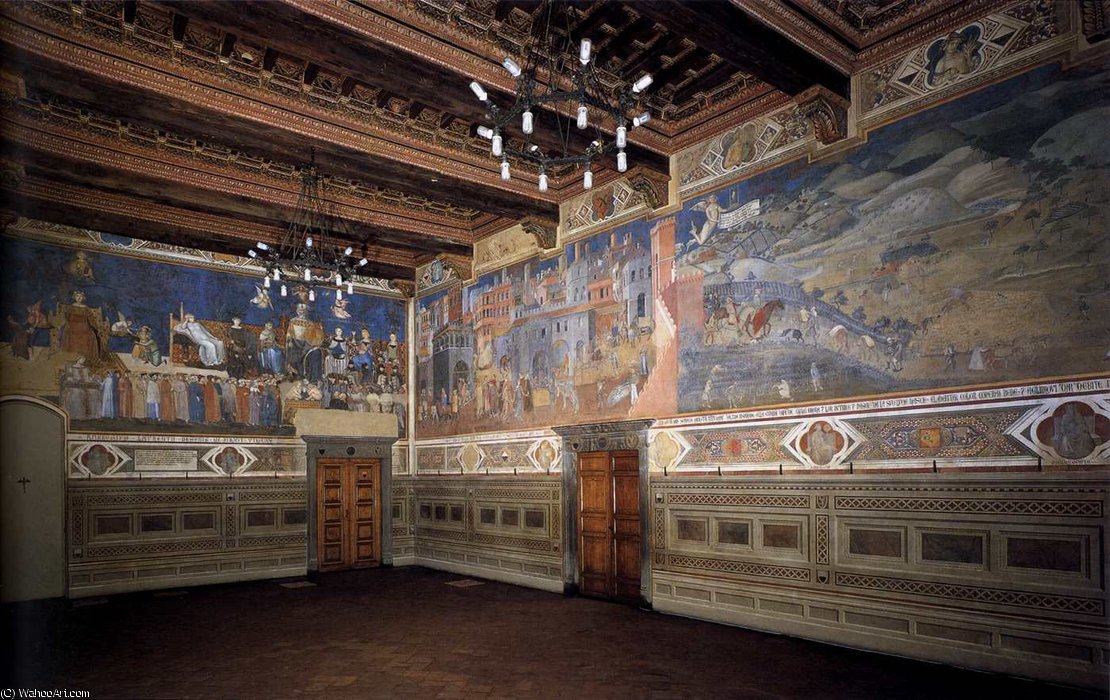 Wikioo.org - สารานุกรมวิจิตรศิลป์ - จิตรกรรม Ambrogio Lorenzetti - Good and Bad-View of the frescoes
