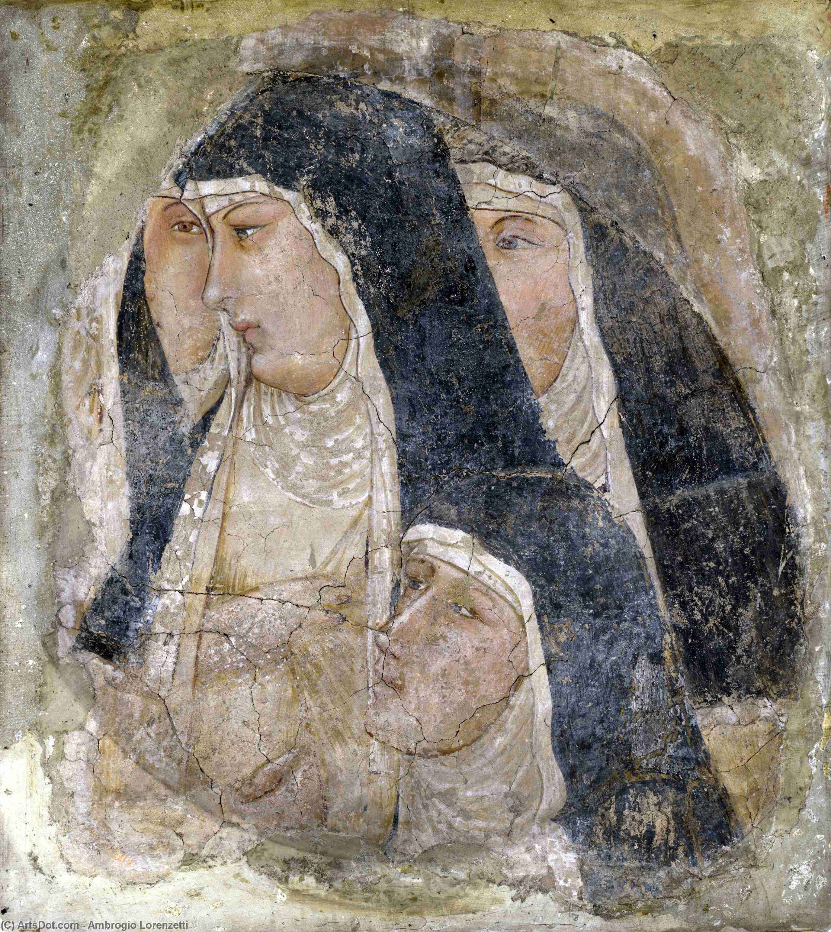 Wikioo.org - The Encyclopedia of Fine Arts - Painting, Artwork by Ambrogio Lorenzetti - A Group of Poor Clares