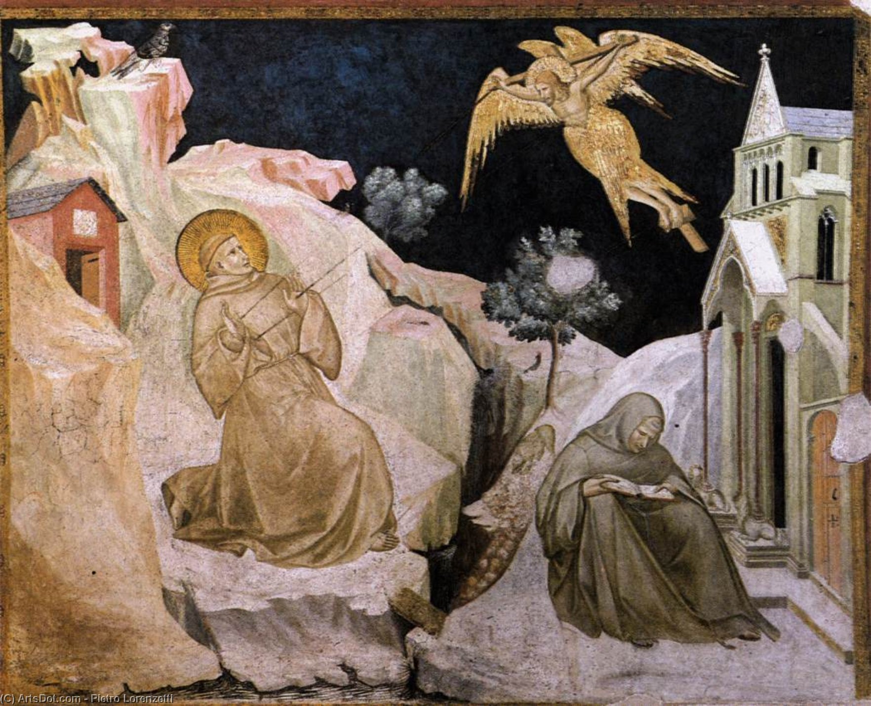 Wikioo.org - The Encyclopedia of Fine Arts - Painting, Artwork by Pietro Lorenzetti - Assisi-arch-Stigmata of St Francis
