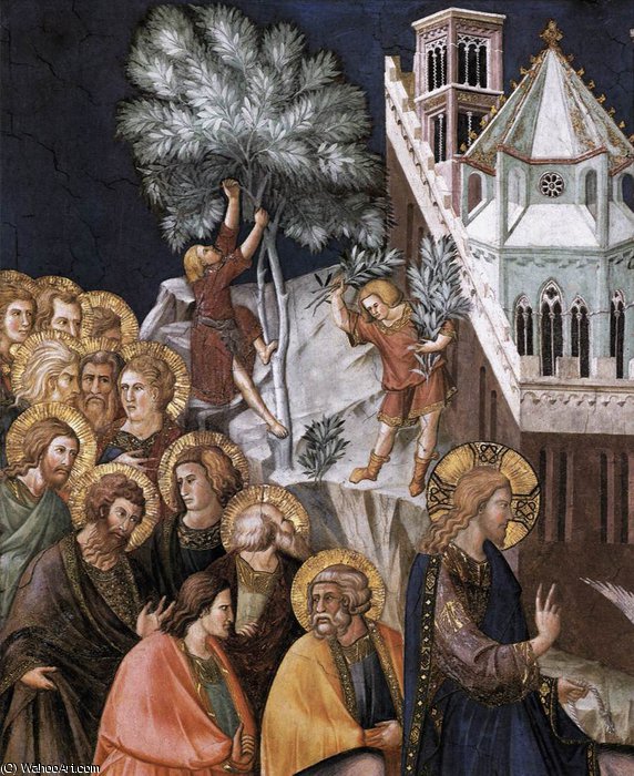 Wikioo.org – L'Encyclopédie des Beaux Arts - Peinture, Oeuvre de Pietro Lorenzetti - Assise voûte-Entrée du Christ à Jérusalem (détail)