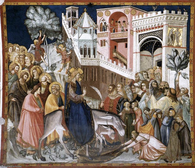 Wikioo.org - The Encyclopedia of Fine Arts - Painting, Artwork by Pietro Lorenzetti - Assisi-vault-Entry of Christ into Jerusalem