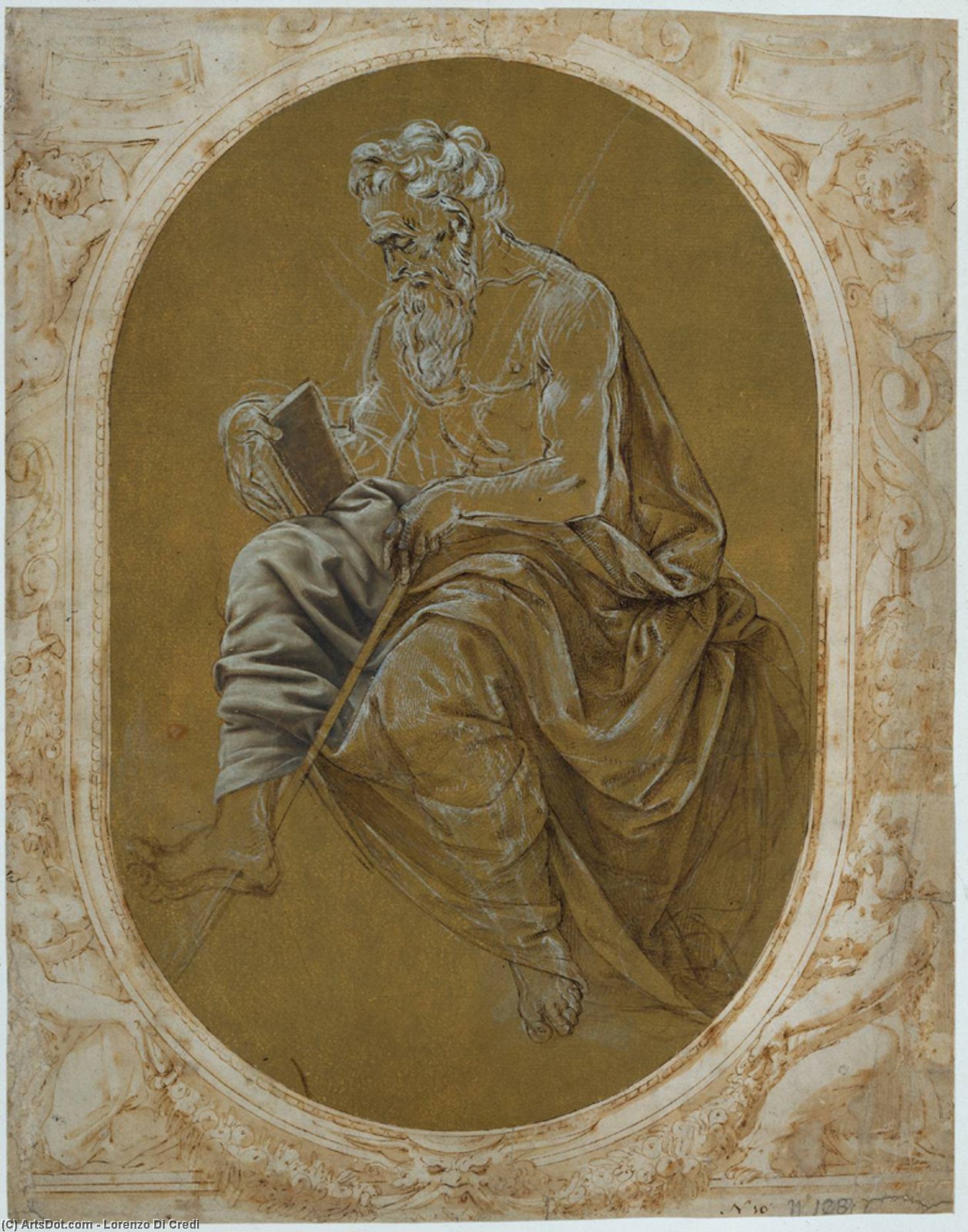 WikiOO.org - Encyclopedia of Fine Arts - Maleri, Artwork Lorenzo Di Credi - Study for a Reading Apostle or Evangelist