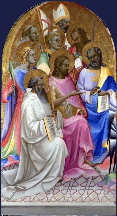 Wikioo.org - สารานุกรมวิจิตรศิลป์ - จิตรกรรม Lorenzo Monaco - Adoring saints - left main tier panel