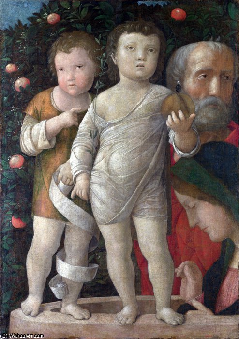 Wikioo.org - The Encyclopedia of Fine Arts - Painting, Artwork by Andrea Mantegna - The Holy Family with Saint John
