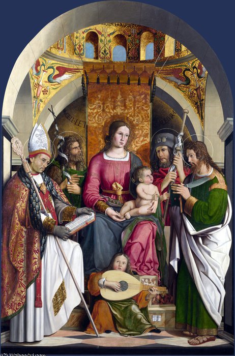 Wikioo.org - The Encyclopedia of Fine Arts - Painting, Artwork by Marco Marziale - The Virgin and Child with Saints